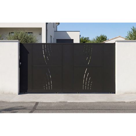 Portail coulissant acier 3m NALI VELETA H.160cm noir