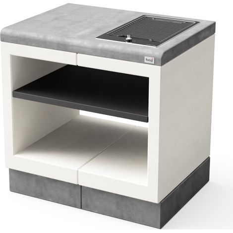 TUOZI - Módulo de soporte Placas de cocina KITAWAY ELECTRIC para Barbacoa de Obra Prefabricada (Blanco, Gris - 84 x 63 x 63 cm) - Uso en Exteriores