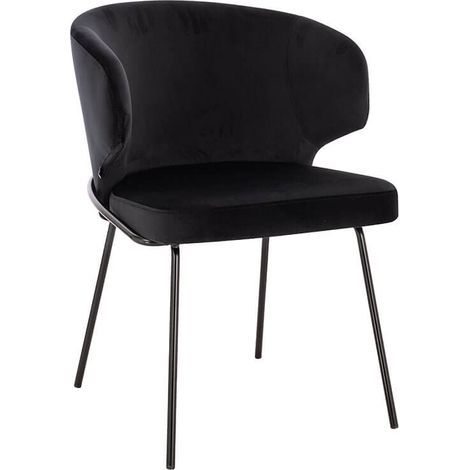 Home Deluxe - Silla de comedor de terciopelo AMARA  Color: Negro, Cantidad: 1 (1/4)