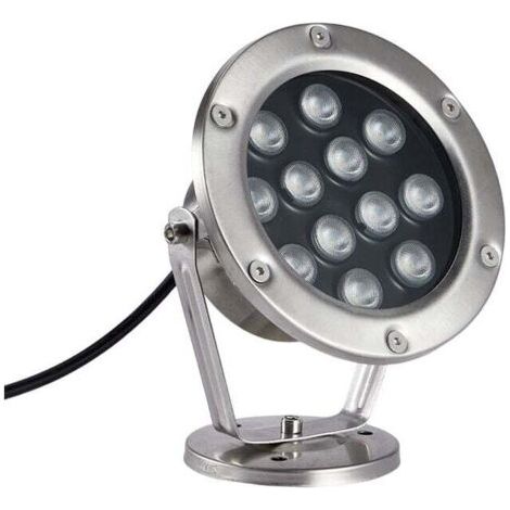 Eclairage Sous Marin Étanchéité IP68 Basse Tension Lumières LED Submersible Matériau En Acier Inoxydable Angle Réglable Eclairage Bassin pour L'eau, La Fontaine, L'étang ( Couleur : Blanc froid) (1/4)