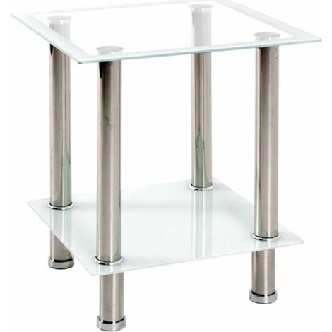 Table d'Appoint en Verre "Sacha" 46cm Blanc