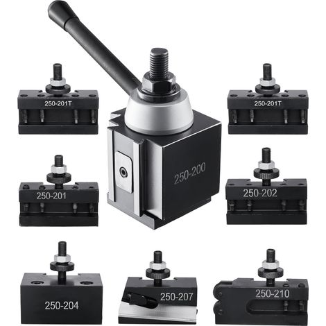 VEVOR Ensemble de poteaux deoutil a changement rapide, 8 pcs, porte-outil de tour, poteau deoutil de type coin et accessoires, pour mini-tour 254-381 mm et tour a metaux, materiau en acier durable