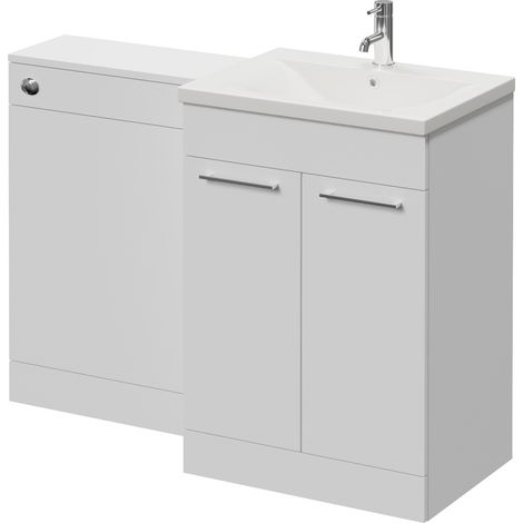 Napoli 460 Cento Gloss White 1200mm 2 Door Vanity Unit Toilet Suite with Glide Basin - 1200mm - Chrome 160mm HandleWithout Kingston Toilet Pan