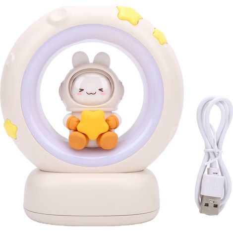 Lampe de table rechargeable, veilleuse pour chambre d'enfant, lampe de chevet avec éclairage coloré lune et lapin, décoration pour la chambre à coucher. (1/5)