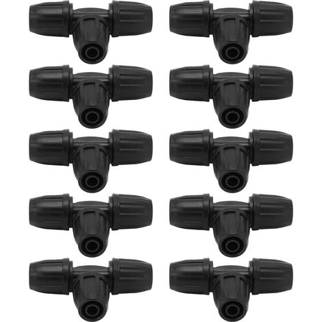 8/11-mm-T-Stück mit Widerhaken und Ring, 10er-Pack Schlauchverbinder für die Garten-Tropfbewässerung, abschließbarer Adapter (1/5)