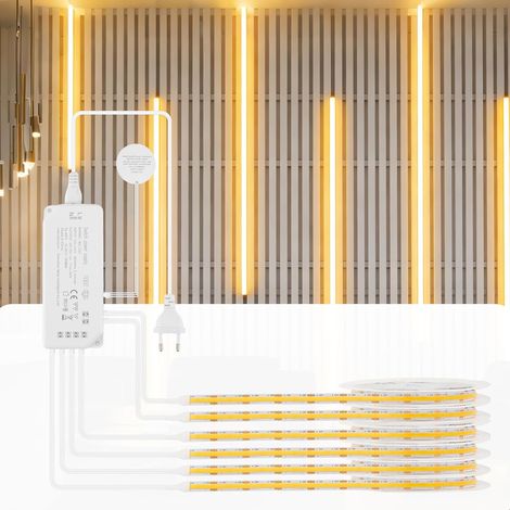 Ruban LED COB 6 x 2 m, Dimmable Contrôle Tactile pour Éclairage de Panneaux Acoustiques, Vitrines, Armoires, Cuisines, Caves à Vin, Présentoirs et Étagères, 3000K (1/5)