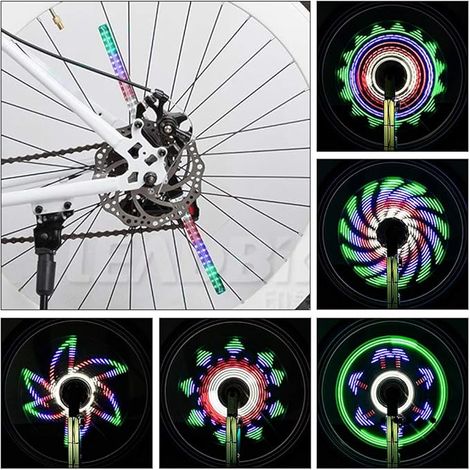 LED Bike Wheel Light, 64 LED 30 Different Images Waterproof Bicycle Wheel Light for DIY Bike Tire Above 24" (1/5)