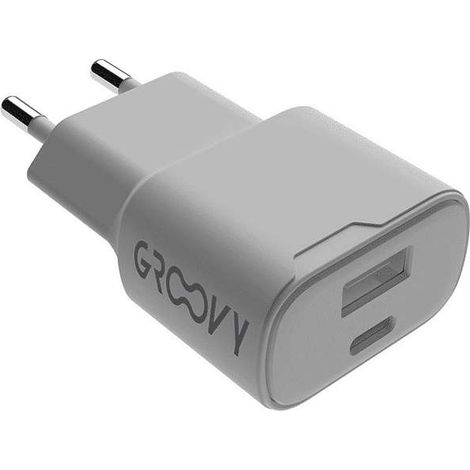 Groovy Spina Muro Fast Charger 20W 1USB-C 1USB-A Ricarica Rapida