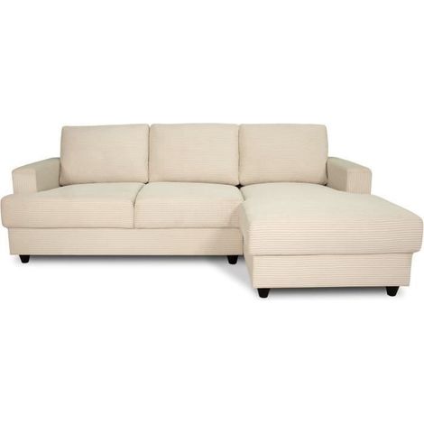 Canapé d'angle droit 4 places – Tissu beige doux et résistant – Dimensions L 216 x P 141 x H 79 cm – Fabriqué en Ukraine (1/7)