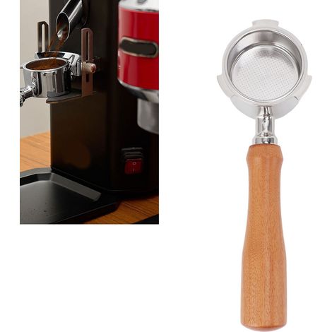 Machine à café De'Longhi en acier inoxydable 51 mm à trois poignées, porte-filtre monocouche sans fond modifié, modèle E, tout en bois de rose. (1/5)