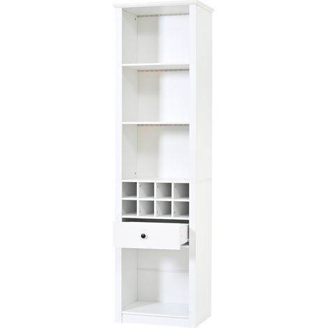 Vetrina alta bianca 55x40x200 cm con LED RGB, 1 cassetto e 12 vani, in MDF (1/5)