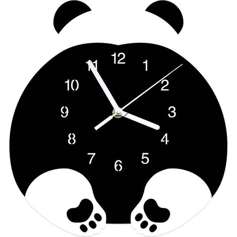 Horloge murale panda dessin animé silencieuse et amusante, décoration murale pour horloges (1/4)