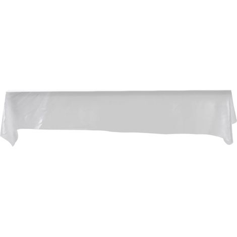 Nappe rectangulaire 145 x 320 cm, résistante aux taches, blanche, idéale pour banquets, mariages et fêtes. (1/4)