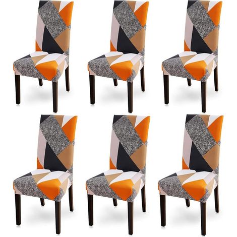 NOLUXA Housse de Chaise, 6 Pieces Extensible Amovible Lavable Moderne Couverture de Chaise pour Salle à Manger Slipcover-Décoration (1/5)