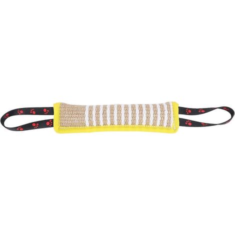 Coussin à mordre pour chien, résistant aux déchirures, interactif, portable, en jute, jouet à tirer pour chiot avec poignées robustes (1/4)