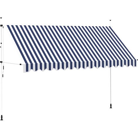 Maison Exclusive - Tenda da Sole Retrattile Manuale 400 cm a Strisce Blu e Bianche (1/5)