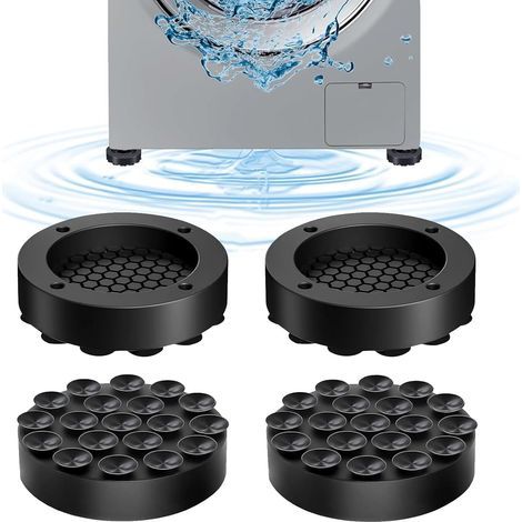 Pied Machine a Laver, 4 Pièces Patin Anti Vibration Machine à Laver, Universel Pied Anti Vibration Lave Linge, pour Stabiliser les Machines à Laver et les Sèche Linge (Noir) (1/5)