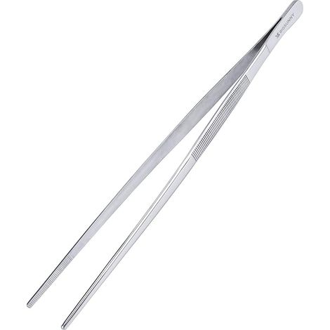 Pince à épiler de nourriture d'acier inoxydable, pinces dentelées de précision de nourriture de bouts, 30 cm (1/5)