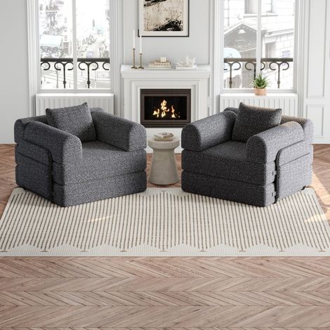 Canapés et canapés-lits 2-en-1 Chenille avec rangement-armoire, cadre métallique et configurations modulables (1/5)
