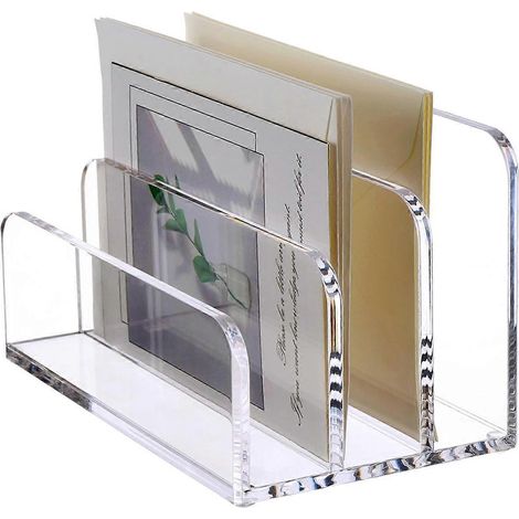 Organiseur de courrier à 3 compartiments, porte-lettres vertical pour bureau, trieur de fichiers en acrylique. (1/5)