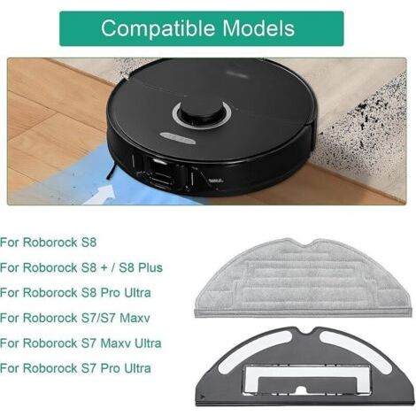 NALOOKAMIC Chiffons de nettoyage avec support accessoires pour Roborock S8/S8 +/S8 Pro Ultra/S7/S7 Maxv/S7 Maxv Ultra/S7 Max Ultra/S7 Pro Ultra, aspirateur robot pièces de rechange pour Chiffons