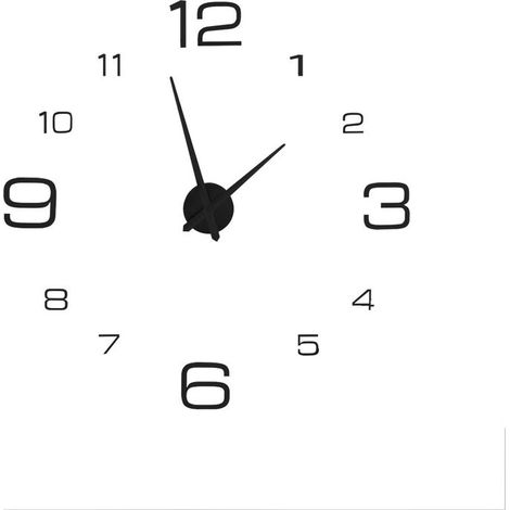 Jeffergarden DIY Acrylique 3D Horloge Murale Autocollant Grande Montre Mur Moderne Maison Bureau Chambre Décor Noir (1/5)