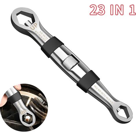23-in-1 Universal-Schraubenschlüsselsatz, Ratschenschlüssel, verstellbarer Schraubenschlüssel, flexibler Schraubenschlüssel (7–19 mm CR-V), Multifunktionswerkzeug, Handwerkzeug für die Autoreparatur