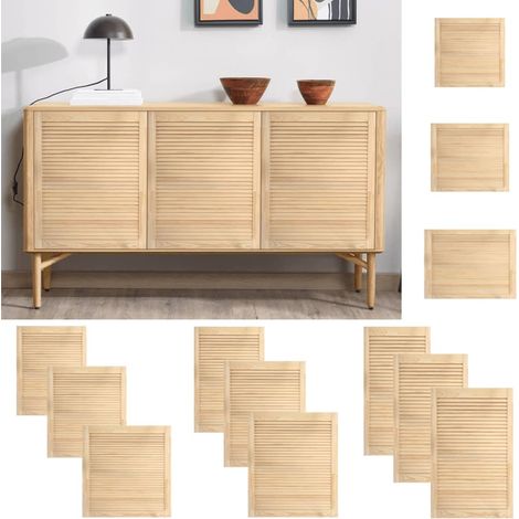 Portes à persiennes 2 pcs en bois de pin massif 39,5x49,4 cm – Circulation d'air optimale – Idéal pour séparation de pièces – Fimei (1/5)