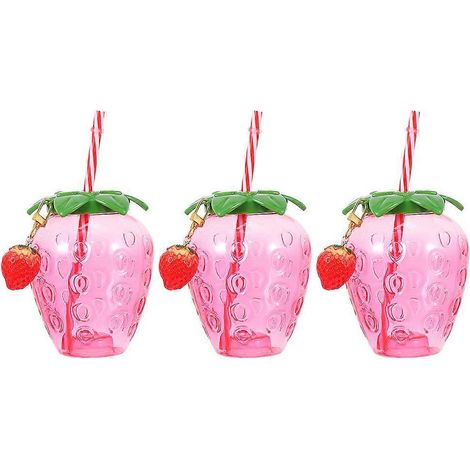 Lot de 3 gobelets en forme de fraise pour boissons de fête, adorables verres à jus (1/5)