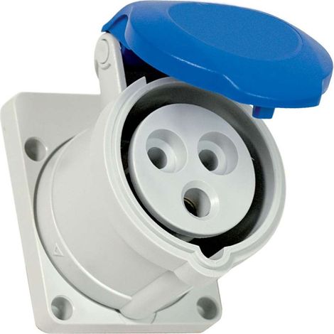 Presa da incasso 2P+T 16A 230V 6h, IP44, flangia ridotta, colore grigio (1/5)