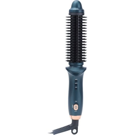 Brosse à cheveux électrique 2 en 1 pour cheveux lissants et bouclés, double usage, verte, portable, thermostatique, prise US 110 V (1/5)