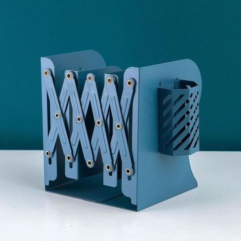 Teleskopierbares, klappbares Tischregal, Aufbewahrung für Büromaterialien, blau (1/5)