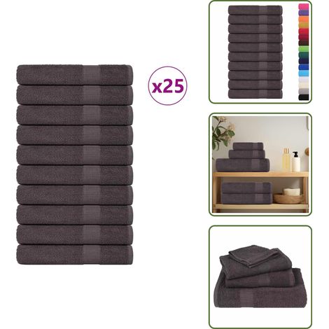 Serviettes 25 pcs anthracite 100x200 cm 360 g/m² 100% coton - Serviette - Serviettes - Serviette De Plage - Serviette De Bain (1/5)