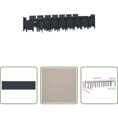 Gartenstühle -  Garten-Esszimmergarnitur mit Kissen 17 pcs Anthrazit PP (1/5)