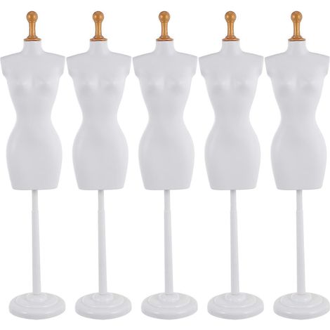 5 pièces : Torse de mannequin pour poupée, support pour robe de poupée, présentoir à bijoux, étagères pour poupée-25.5X5X5CM-White (1/3)