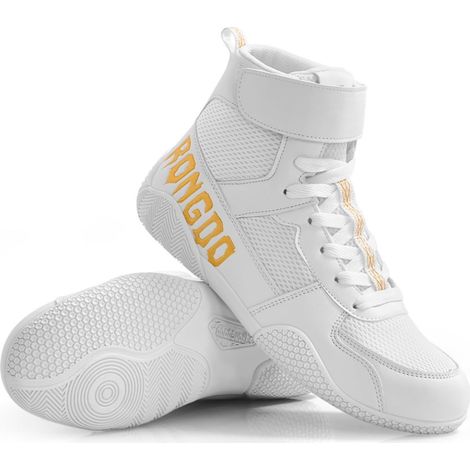 High-Top Grippy Fighting Shoes, Stable Angled Fighting Sneakers, White, Color to 13, Numeric36 (1/5)