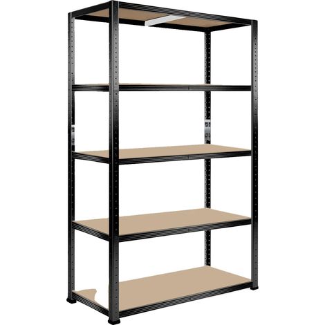 Estantería modular, metal resistente, estantes ajustables, paquete de 2, 1,8 m, negra, 90x40 cm (1/2)