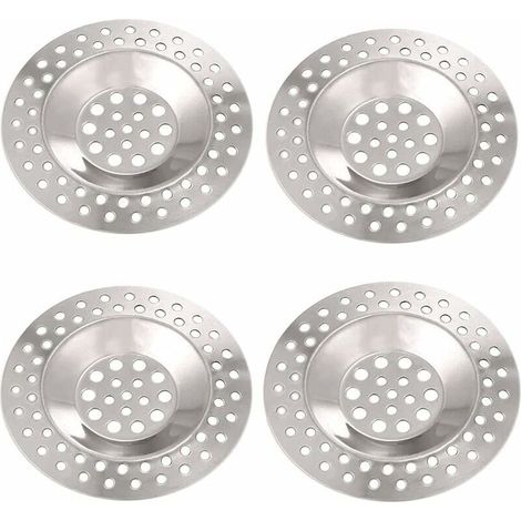 Filtre evier inox 4 Pièces Filtre Lavabo de Décharge en Acier Inoxydable Filtre Evier Ccuisine Bouchon Évier de Bonde Avabo pour Cuisine et Salle de Bain de Douche Diamètre 75mm (1/4)