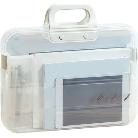 Chemise de classement A4 en plastique avec poignée verrouillable, boîte de rangement portable et étanche, sac de classement multi-usages pour documents. (1/5)