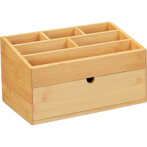 Pratico organizer da scrivania 6 scomparti 30 x 15 x 10 cm design naturale versatile in bambù naturale 130009675