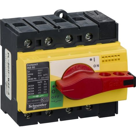 Interruttore / sezionatore Compact INS80 - 80 A - 4 poli - comando emergenza - 28921