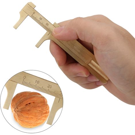 Pied à coulisse en laiton, outil de mesure de bracelet en bois de noyer, pied à coulisse pour tester les bijoux, 8 cm. (1/5)