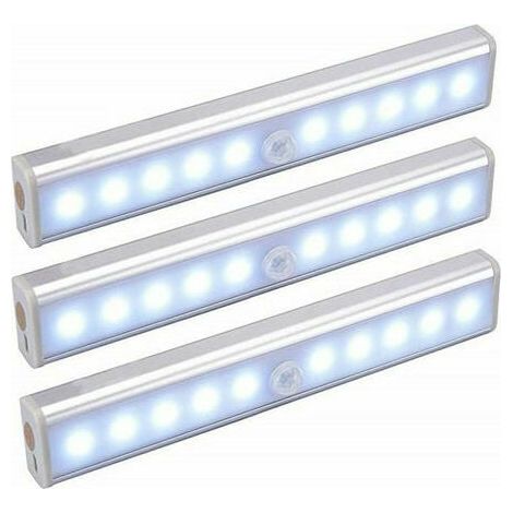 Juego de 3 lámparas LED, inalámbricas, recargables por USB, magnéticas, sensor de movimiento, portátiles. Luz de armario, lámpara de emergencia, luz de noche para niños, luz de sala de estar, iluminac