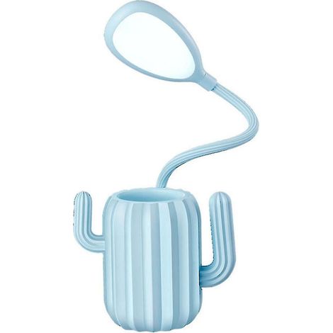 Lampe de bureau LED Cactus avec chargeur USB bleu (1/4)