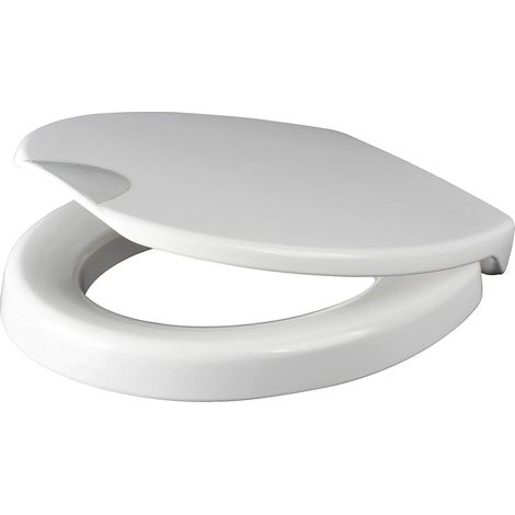 Grünblatt Health Care, sedile igienico per WC con rialzo di 5 cm e abbassamento automatico, fissaggio extra stabile per la massima sicurezza del sedile, Duroplast, bianco (1/4)
