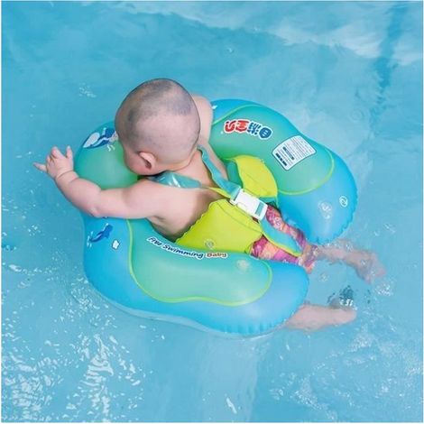 Bouée bébé flotteur gonflable pour piscine, couleur bleue, modèle L, accessoire de sécurité pour bain et baignade en piscine pour jeunes enfants (1/4)
