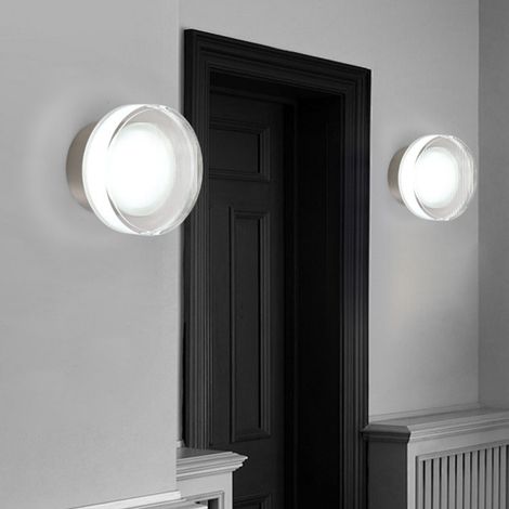 2er Set Moderne LED Wandleuchte Runde Wandlampe Kreative Silber Wandbeleuchtung Warmweißes Licht Ø13.5cm