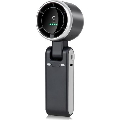 Mini ventilateur portable, cinq vitesses de ventilation réglables, batterie 3600 mAh, rechargeable par USB, pour un port autour du cou, noir-AquaForge (1/5)