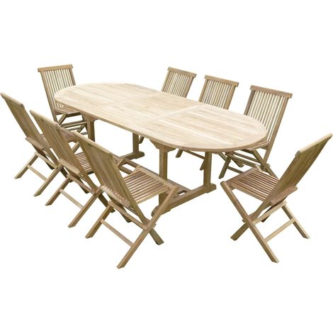Ensemble de jardin en teck premium MILANA 8 chaises JENAE (1/5)
