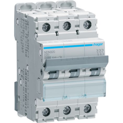 Interruttore automatico 3P D 20A 10kA AC NDN320